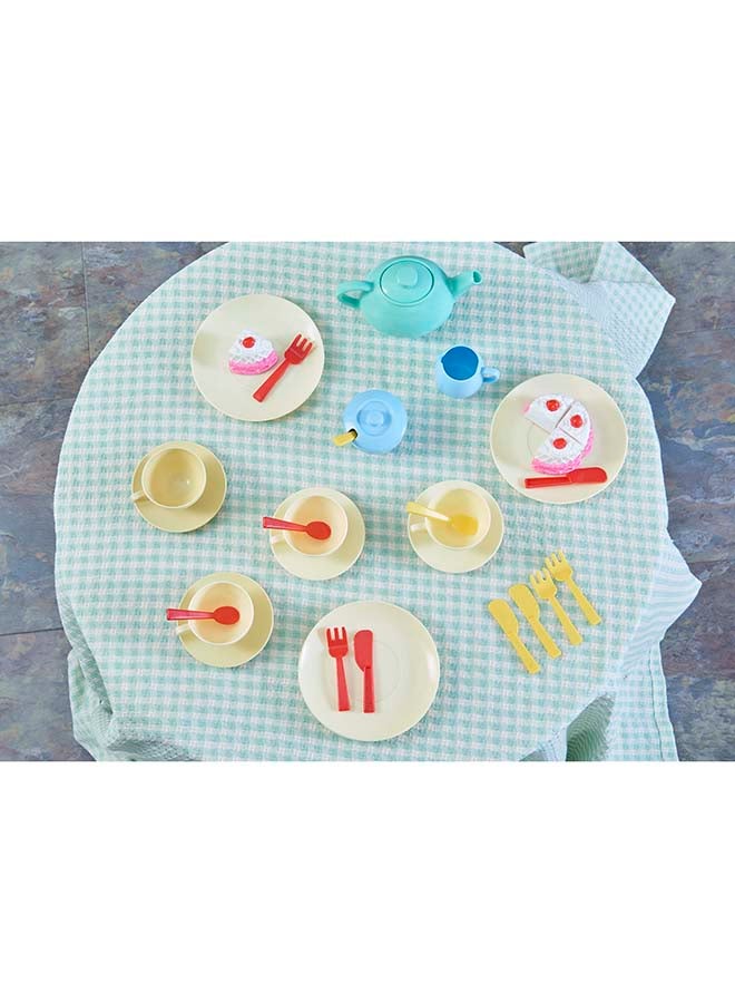 36-Piece Tea Set: Colorful Playset With Teapot, Milk Jug, Cups, Saucers, Cake, And More. Suitable For Preschool Toys, For Children Aged 3+