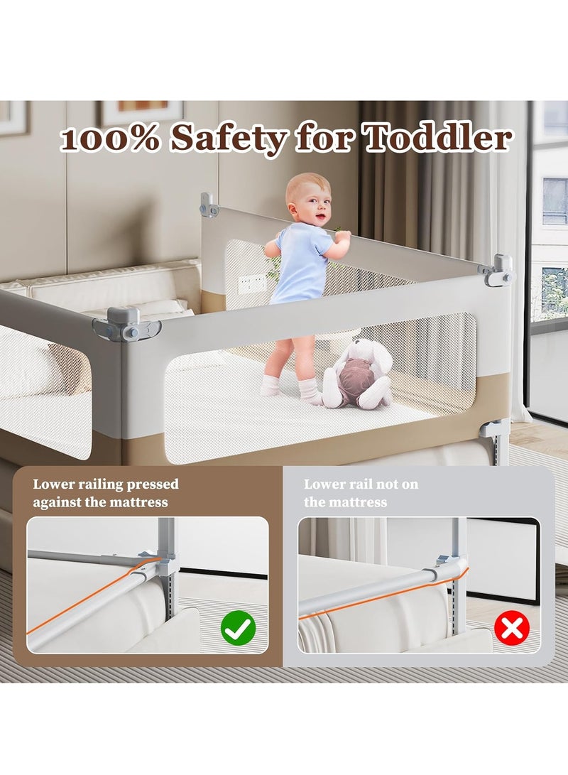 Baby Bed Rail Guard for Toddlers - Double Child Lock, Safety Bed Rail forToddlers, Infants - Height Adjustable Extra Tall Toddler Bed Rails for Full, Queen, King Size Beds - 1 Side, 2M
