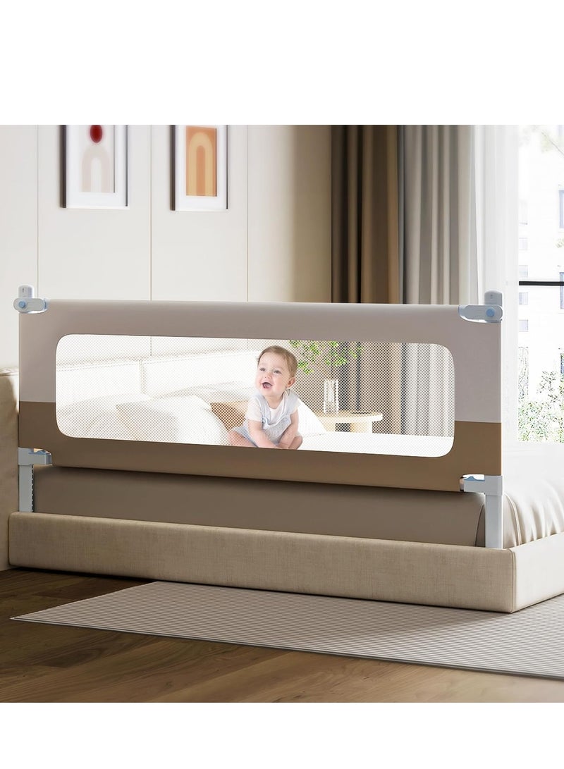 Baby Bed Rail Guard for Toddlers - Double Child Lock, Safety Bed Rail forToddlers, Infants - Height Adjustable Extra Tall Toddler Bed Rails for Full, Queen, King Size Beds - 1 Side, 2M