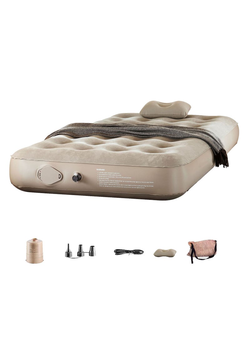 Air Mattress with Built Pump, 190cm Durable Blow Up Mattress Airbed, Comfortable Top Surface Inflatable Mattress for Camping Home & Portable Travel