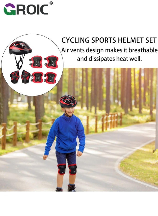 Kids Protective Gear Adjustable Protective Helmet,Kids Helmet Knee Elbow Pads Wrist Guard Sport Protective Gear Adjustable Scooter Skateboard Roller Bike Skate Cycling Safety Set