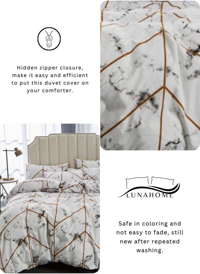 Single size 4 piece without filler bedding set with marble design.