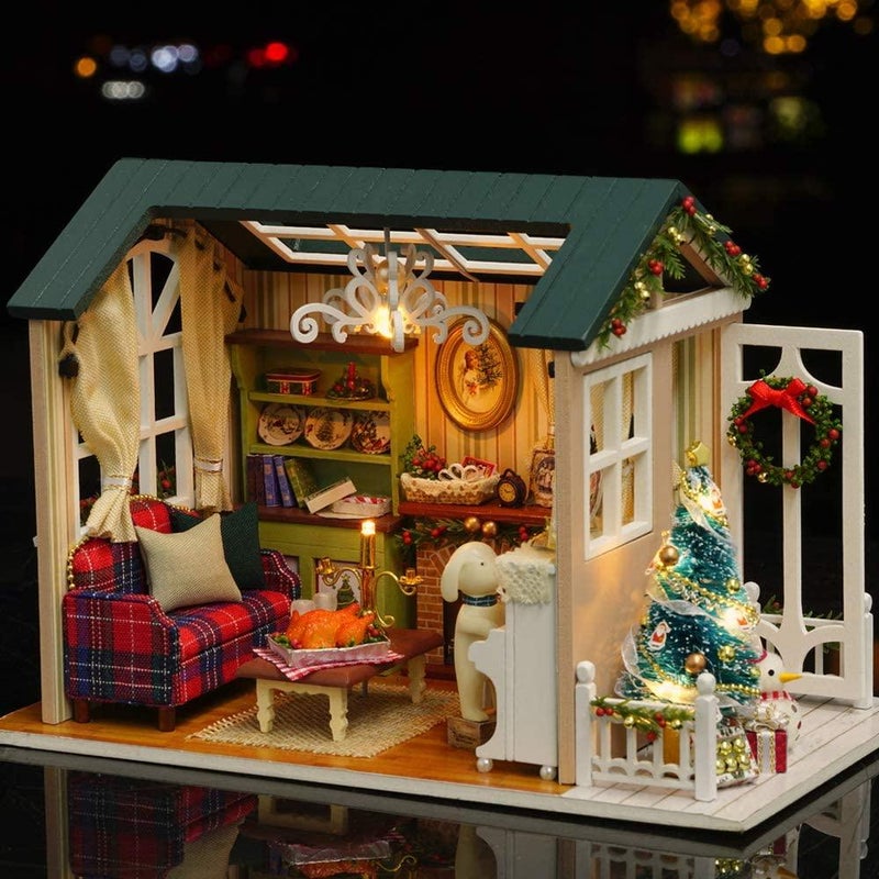 3D Wooden House Room Craft With Furniture Led Lights