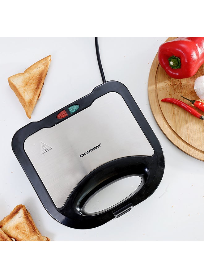 2 Slice Sandwich Maker Toaster OMGM2321, 750W Equipped With Non-Stick Coating And Overheat Protection, Perfect For Making Sandwiches, Bread Toast 750 W OMGM2321 Black