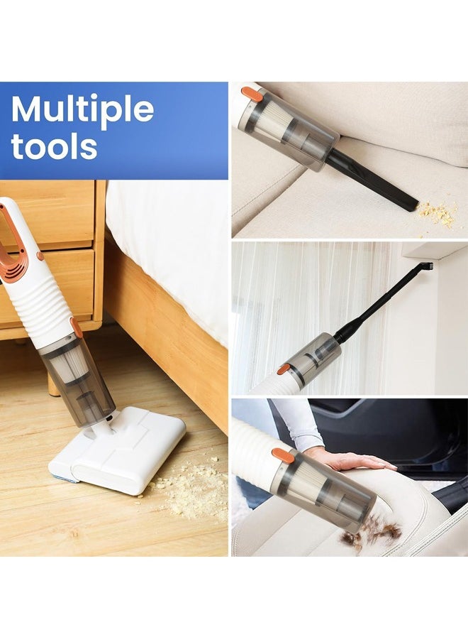 Vacuum Cleaner 8 in 1 Corded Stick Wet & Dry Vacuum Cleaner 14KPa Powerful Suction with 400W Motor, 5M Long Cord Light Weight Electric Vacuum Cleaner for Home Hard Floor & Carpet with Strong Mites Removal Machine