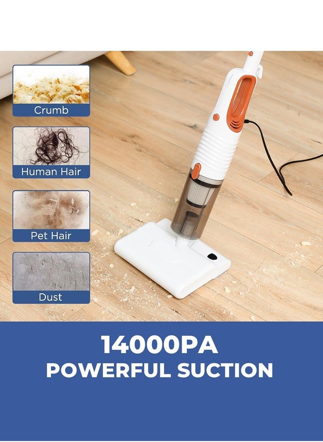Vacuum Cleaner 8 in 1 Corded Stick Wet & Dry Vacuum Cleaner 14KPa Powerful Suction with 400W Motor, 5M Long Cord Light Weight Electric Vacuum Cleaner for Home Hard Floor & Carpet with Strong Mites Removal Machine