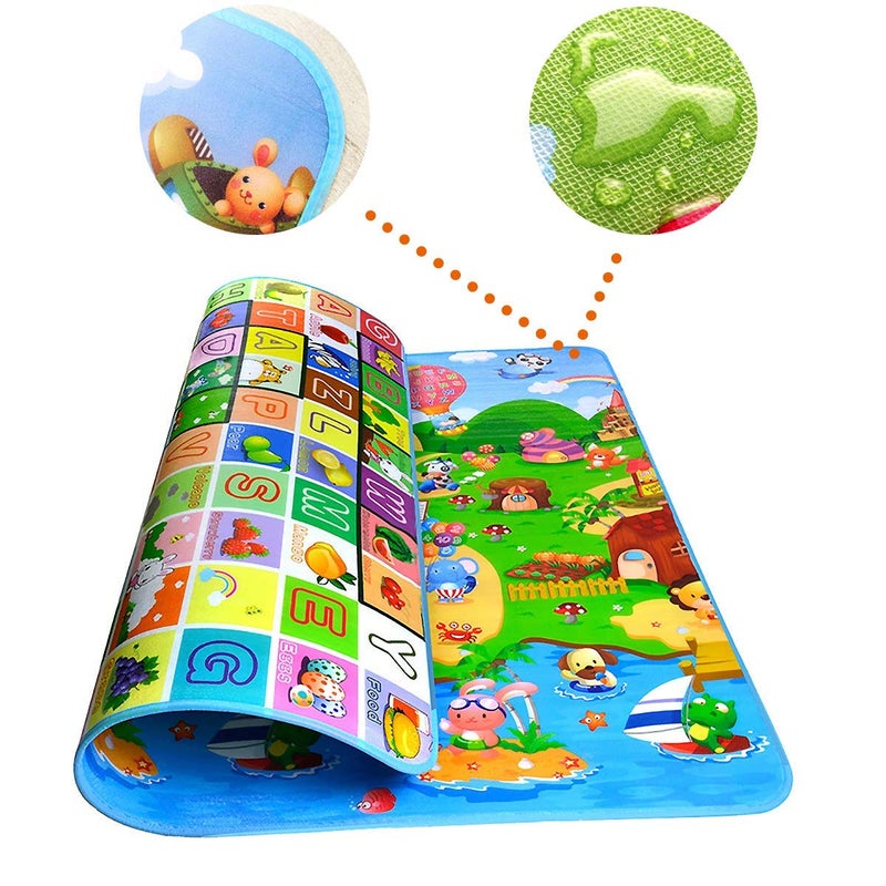 2Mx1.8M Kid Baby Play Mat Floor Activity Happy Farm Rug Child Crawling Carpet