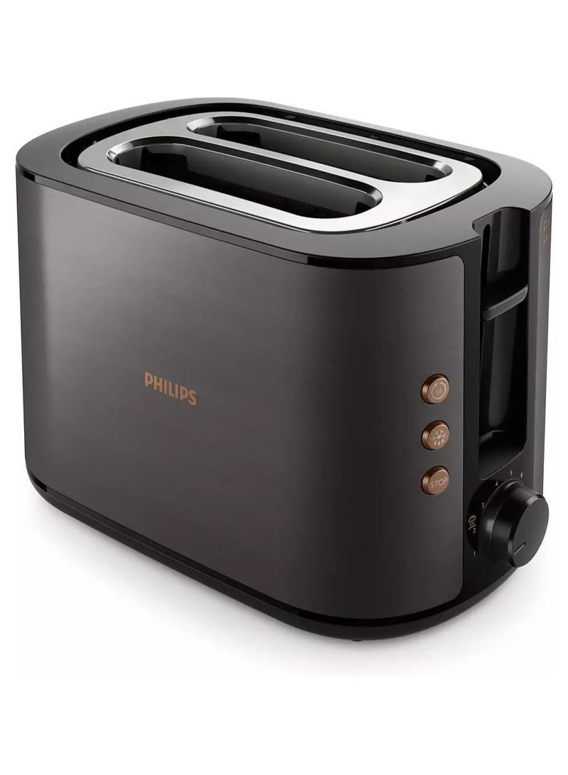 Philips 5000 Series Premium Stainless Steel Kettle & Toaster Combo - Black & Copper, 1.7L, 2200W & 950W, Wide Slots, Multi-Mode Features, Safety Auto-Off