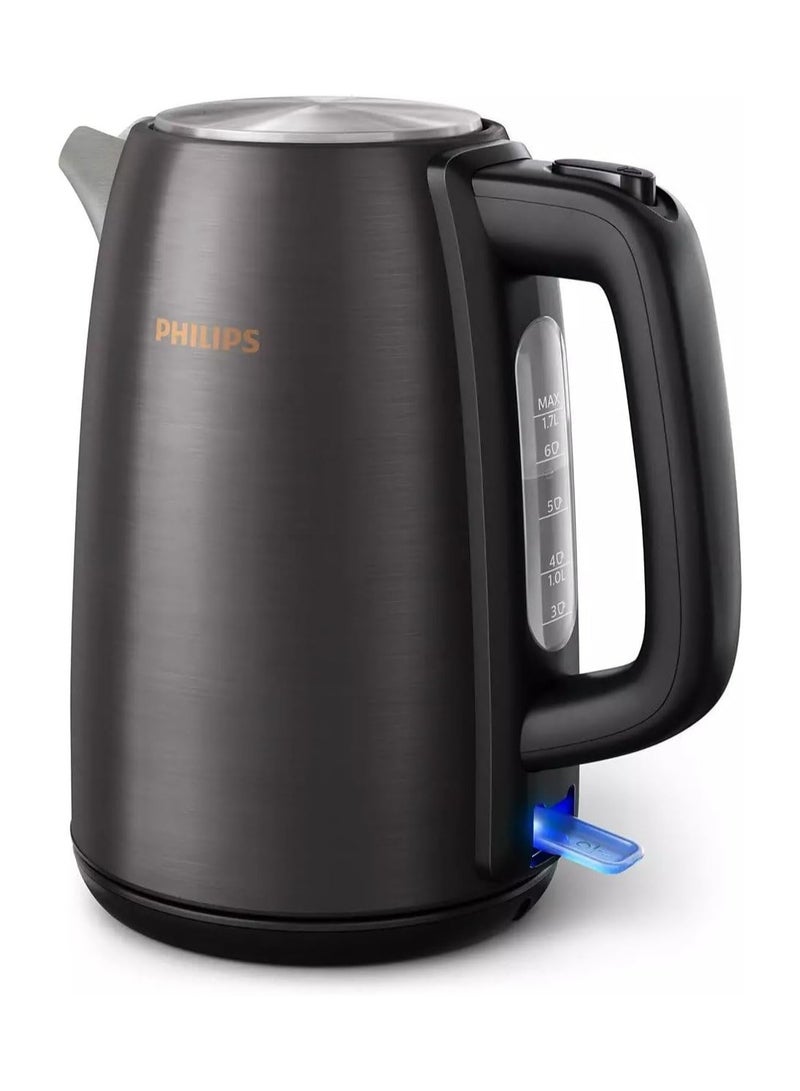 Philips 5000 Series Premium Stainless Steel Kettle & Toaster Combo - Black & Copper, 1.7L, 2200W & 950W, Wide Slots, Multi-Mode Features, Safety Auto-Off