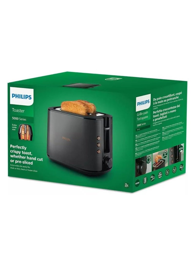 Philips 5000 Series Premium Stainless Steel Kettle & Toaster Combo - Black & Copper, 1.7L, 2200W & 950W, Wide Slots, Multi-Mode Features, Safety Auto-Off