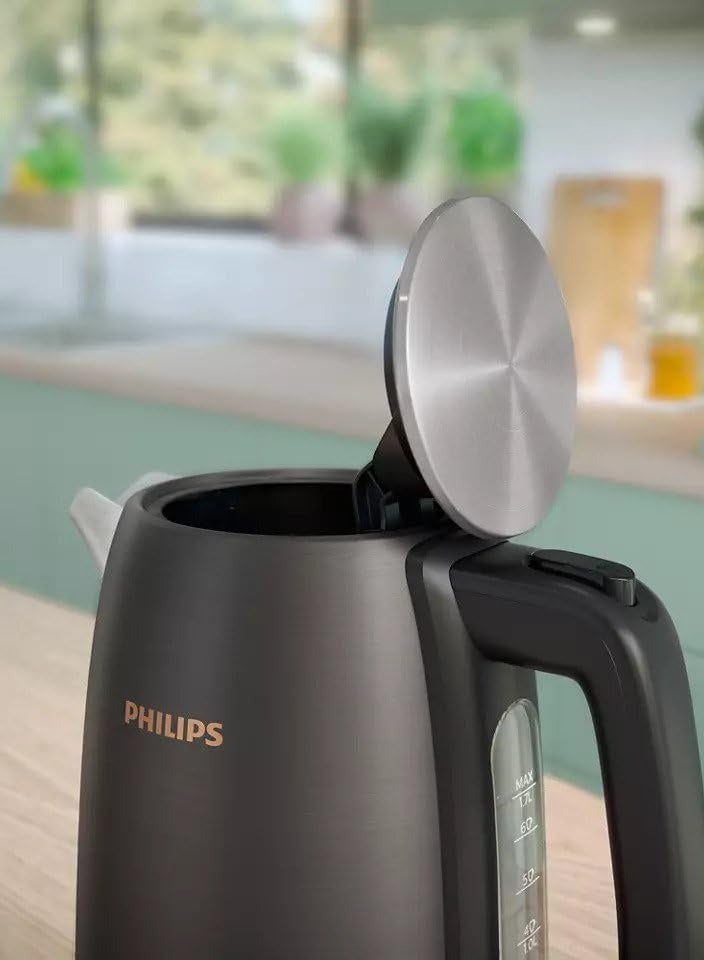 Philips 5000 Series Premium Stainless Steel Kettle & Toaster Combo - Black & Copper, 1.7L, 2200W & 950W, Wide Slots, Multi-Mode Features, Safety Auto-Off