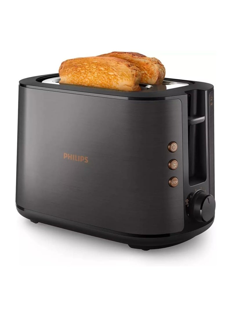 Philips 5000 Series Premium Stainless Steel Kettle & Toaster Combo - Black & Copper, 1.7L, 2200W & 950W, Wide Slots, Multi-Mode Features, Safety Auto-Off