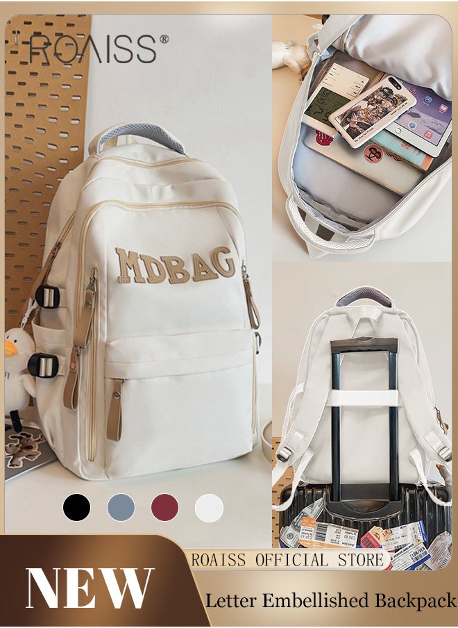 Unisex Multifunctional Backpack Large Capacity with Multiple Pockets for Organized Storage Scientifically Divided Compartments Trendy and Stylish Letter Print Suitable for Work School or Short Trips