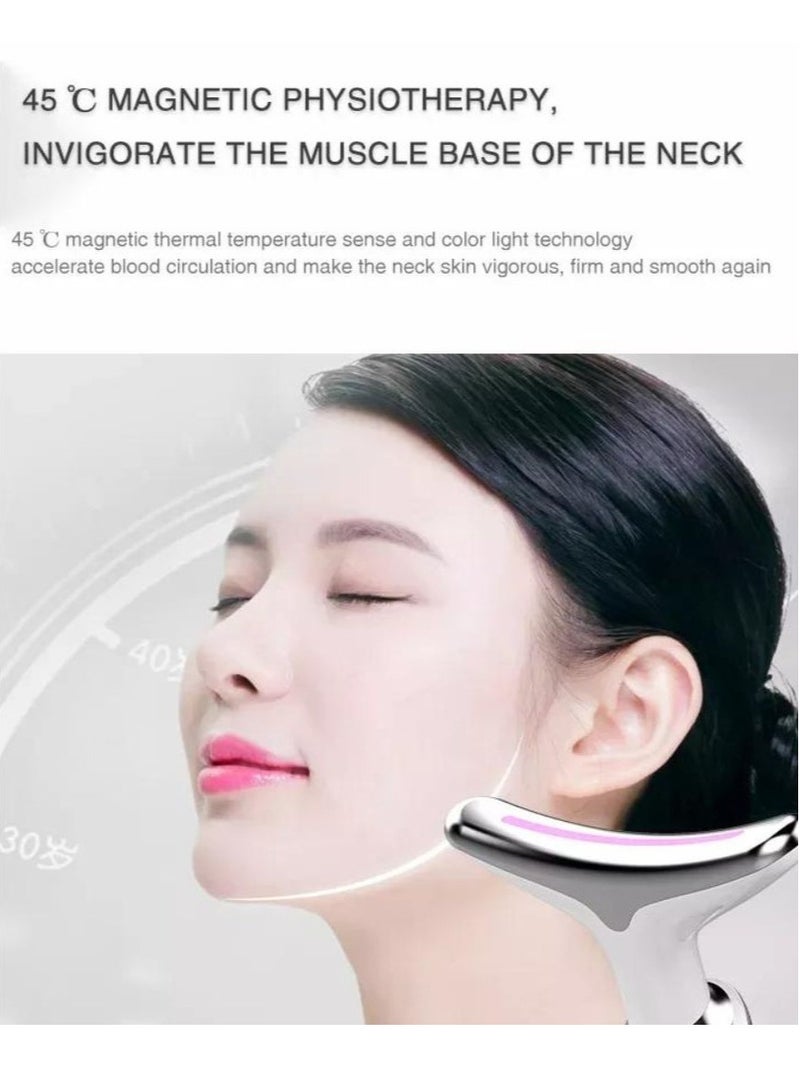 Premium 7 Color Face Massager Beauty Machine, Double Chin Therapy Facial Lifting Vibration Neck Firming Massager for Women Men Anti-Wrinkle Remove Fine Lines Neck Skin Tightening Face Lifting Machine