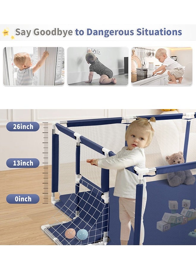 Large Playpen for Babies and Toddlers,Large Baby Play Yards Indoor & Outdoor, Sturdy Safety Baby Play Pen with Soft Breathable Mesh, Toddlers Activity Center with Anti-Slip Base