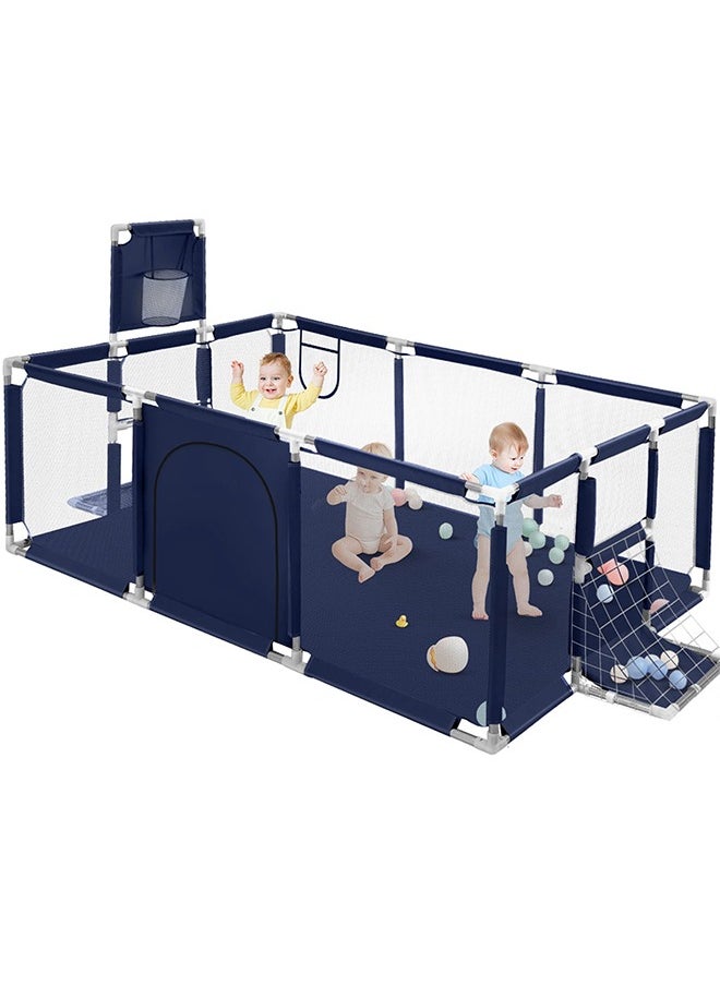 Large Playpen for Babies and Toddlers,Large Baby Play Yards Indoor & Outdoor, Sturdy Safety Baby Play Pen with Soft Breathable Mesh, Toddlers Activity Center with Anti-Slip Base