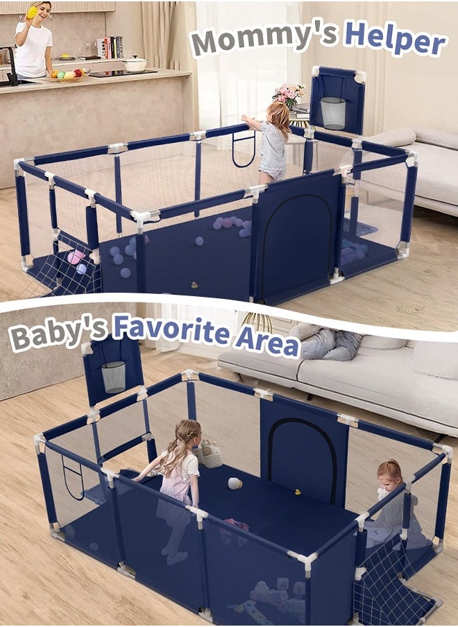 Large Playpen for Babies and Toddlers,Large Baby Play Yards Indoor & Outdoor, Sturdy Safety Baby Play Pen with Soft Breathable Mesh, Toddlers Activity Center with Anti-Slip Base