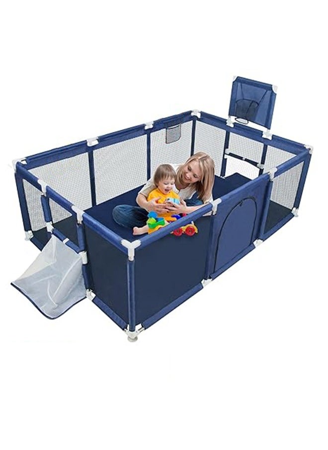 Large Playpen for Babies and Toddlers,Large Baby Play Yards Indoor & Outdoor, Sturdy Safety Baby Play Pen with Soft Breathable Mesh, Toddlers Activity Center with Anti-Slip Base