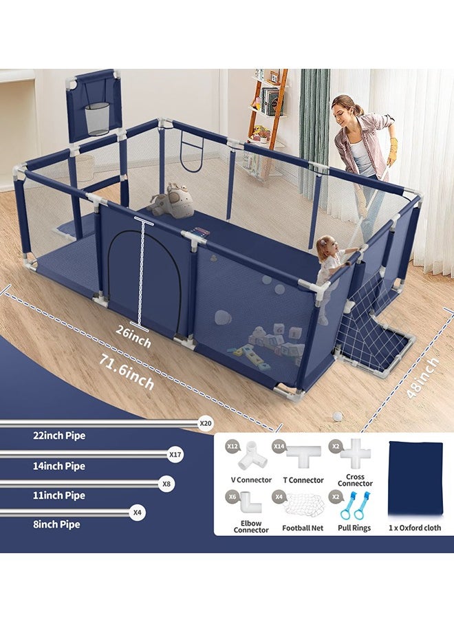 Large Playpen for Babies and Toddlers,Large Baby Play Yards Indoor & Outdoor, Sturdy Safety Baby Play Pen with Soft Breathable Mesh, Toddlers Activity Center with Anti-Slip Base