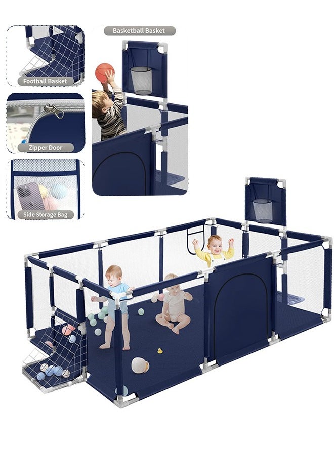 Large Playpen for Babies and Toddlers,Large Baby Play Yards Indoor & Outdoor, Sturdy Safety Baby Play Pen with Soft Breathable Mesh, Toddlers Activity Center with Anti-Slip Base