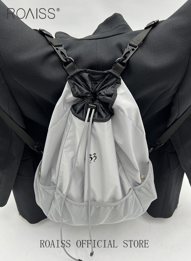 Unisex Multifunctional Backpack Large Capacity Classic and Versatile Solid Color Style Drawstring Closure Design for Security and Anti Theft Suitable for Basketball and Outdoor Sports