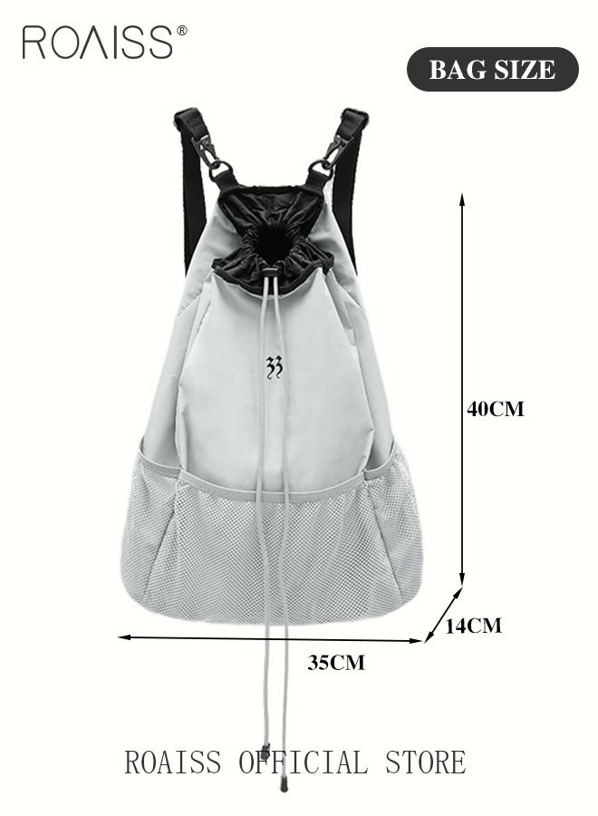 Unisex Multifunctional Backpack Large Capacity Classic and Versatile Solid Color Style Drawstring Closure Design for Security and Anti Theft Suitable for Basketball and Outdoor Sports