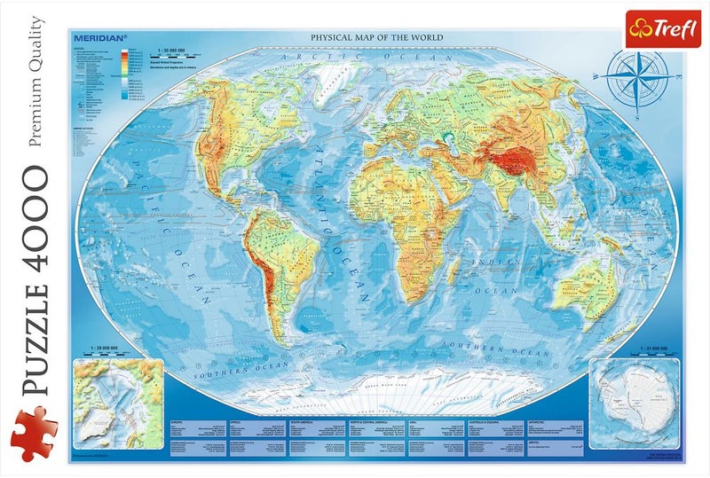 4000-Piece Physical Map Of The World Puzzle 45007