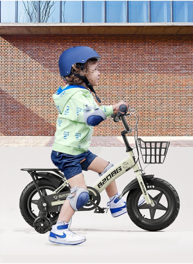 18 Inch Bicycle for Kids, with Flashing Training Wheels and Basket, High Carbon Steel Frame, Kids Bike for 6-8 Years Boys and Girls