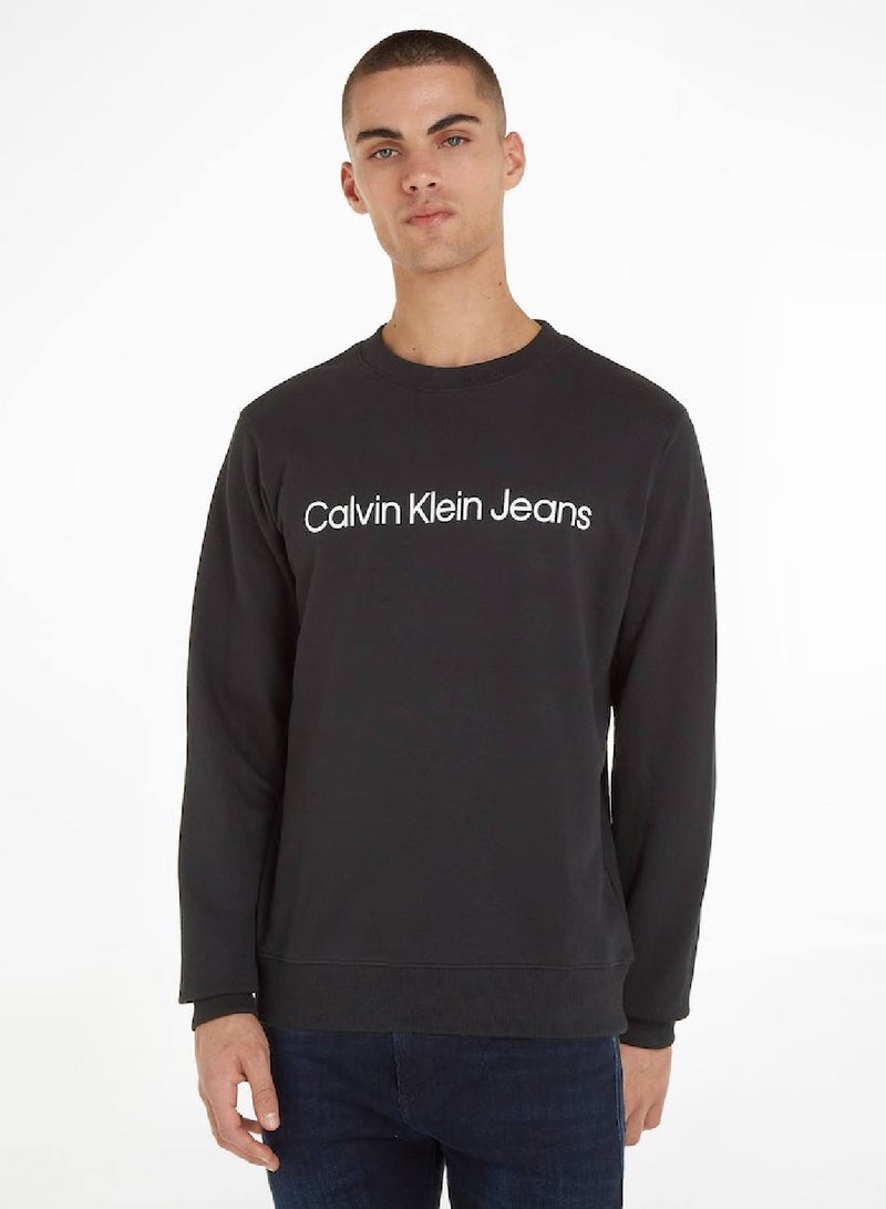 Calvin Klein Jeans Men's Sweatshirt - Sportswear - Cotton , Black