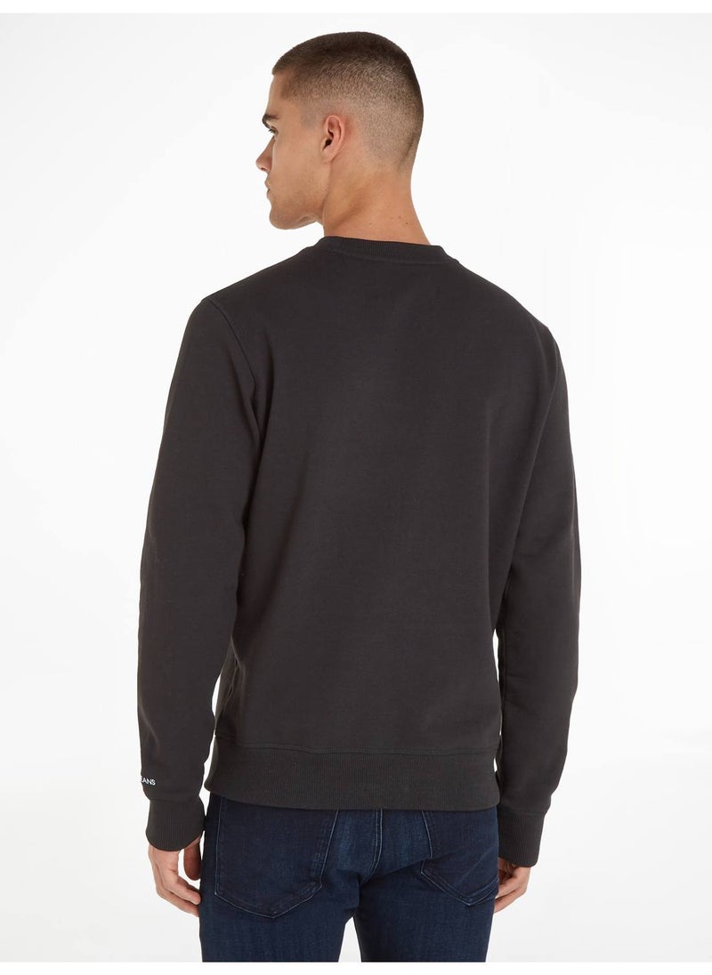 Men's Fleece Sweatshirt - Cotton Blend, Black