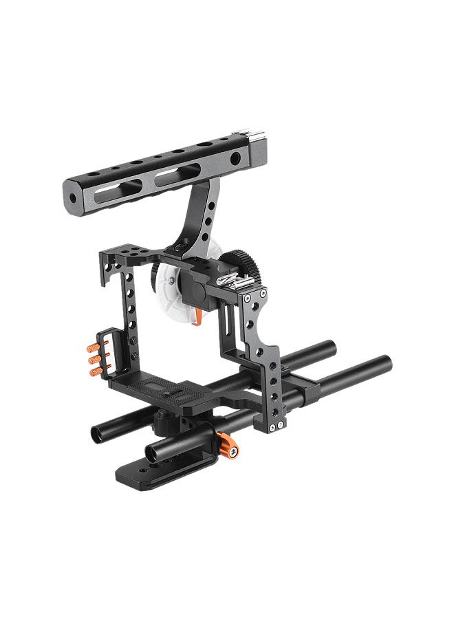 Aluminum Alloy Camera Camcorder Video Cage Rig Kit Film Making System w/ Matte Box + Follow Focus + Handle + 15mm Rod