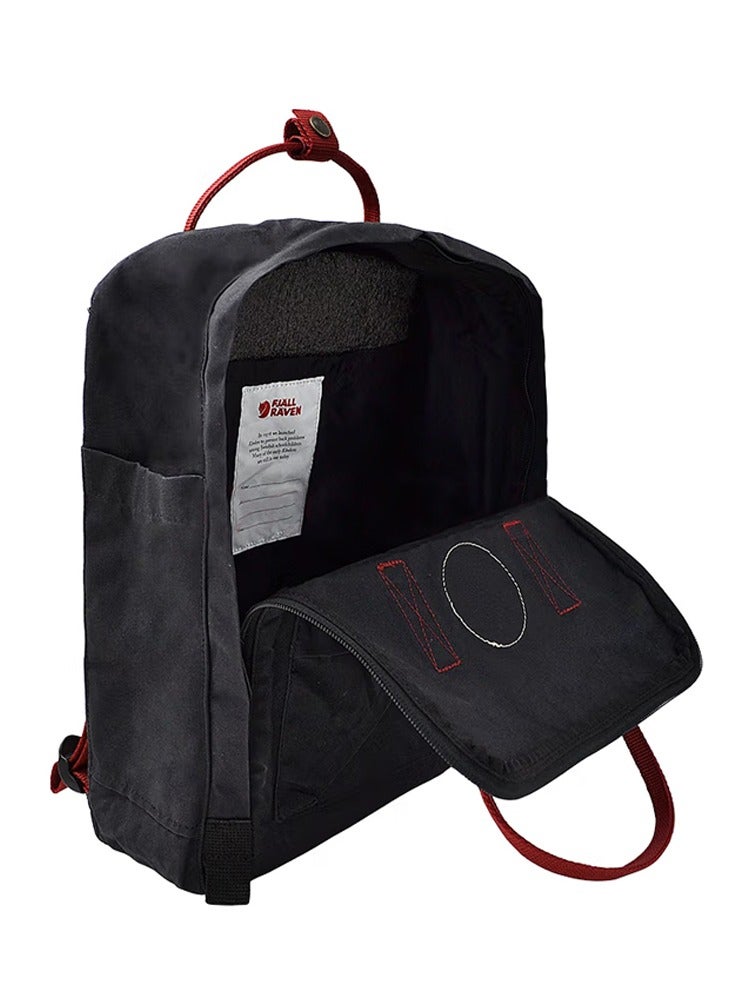 Kanken Classic Casual Backpack Back to School Bag 16 Inches Black/Red