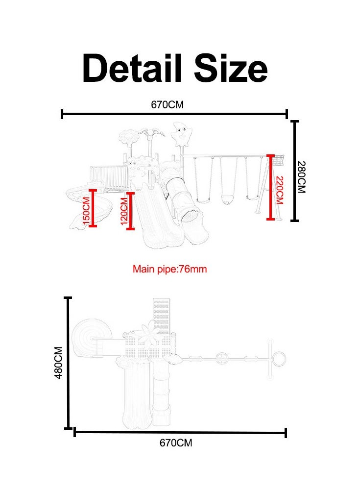 Children Outdoor Playground Equipment Swing Set Large Outdoor Plastic Slide Play Park