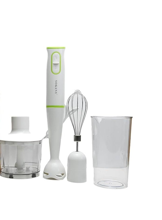 Sokany Hand Blender 4 In 1 Food Processor Grinder Egg Whisk Beaker Chopper - 300 Watt (SK-1718-4)