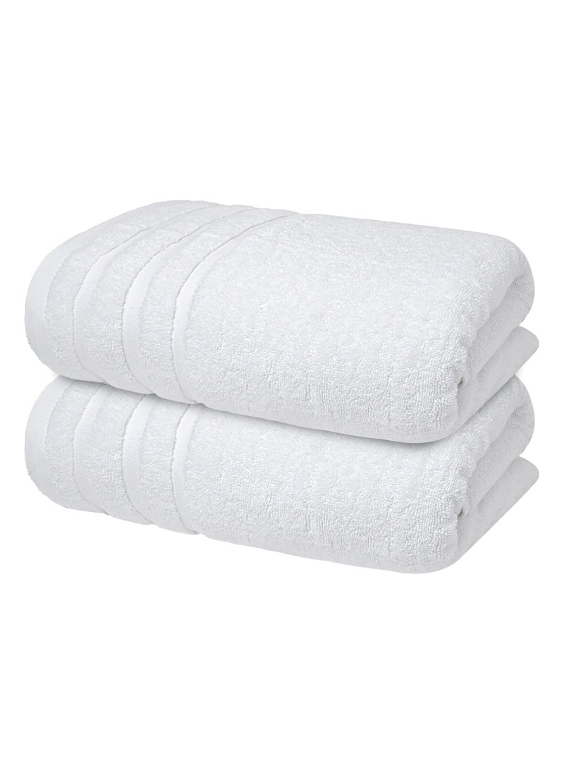 Premium White Bath Towels 100% Cotton 70cm x 140cm Pack of 2, Ultra Soft and Highly Absorbent Hotel and Spa Quality Bath Towels for Bathroom by Infinitee Xclusives