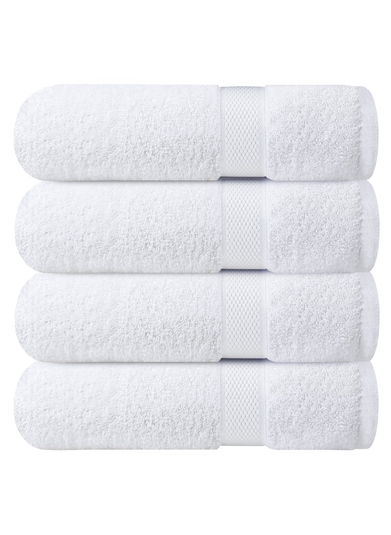 Premium Bath Towels Set Pack of 4-100% Ring Spun Cotton Towels - White Bath Towels 68cm x 137cm - Soft Feel, Quick Dry, Highly Absorbent Durable Towels, Perfect for Daily Use by Infinitee Xclusives