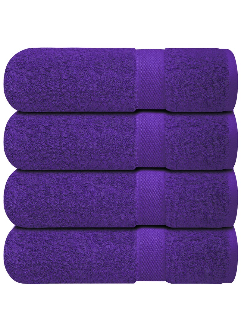 Premium Bath Towels Set Pack of 4-100% Ring Spun Cotton Towels - Purple Bath Towels 68cm x 137cm - Soft Feel, Quick Dry, Highly Absorbent Durable Towels, Perfect for Daily Use by Infinitee Xclusives