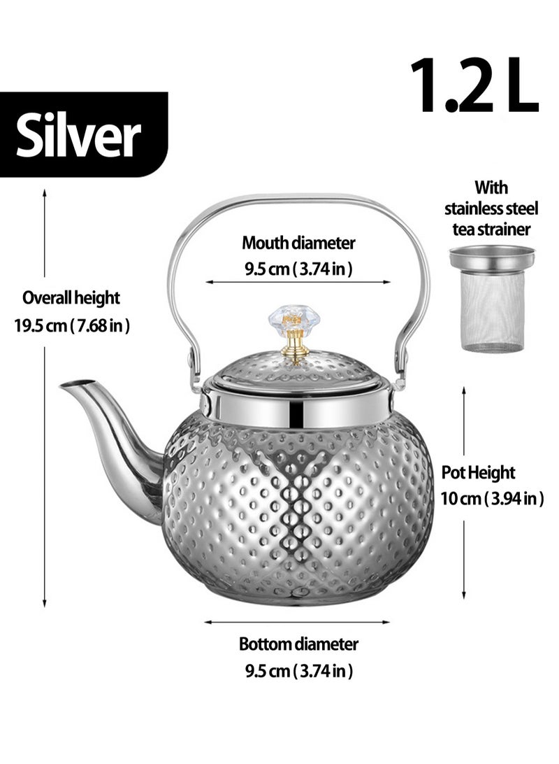 Tea Pot 1.2Lfood grade stainless steel teapot is sturdy and durable, suitable for household and household items, and easy to enjoy the fun of brewing tea