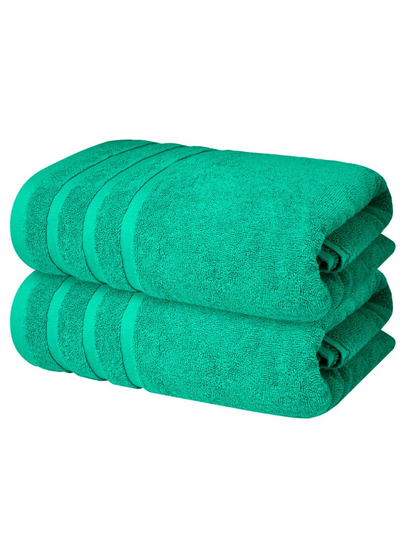 Premium Green Bath Towels 100% Cotton 70cm x 140cm Pack of 2, Ultra Soft and Highly Absorbent Hotel and Spa Quality Bath Towels for Bathroom by Infinitee Xclusives