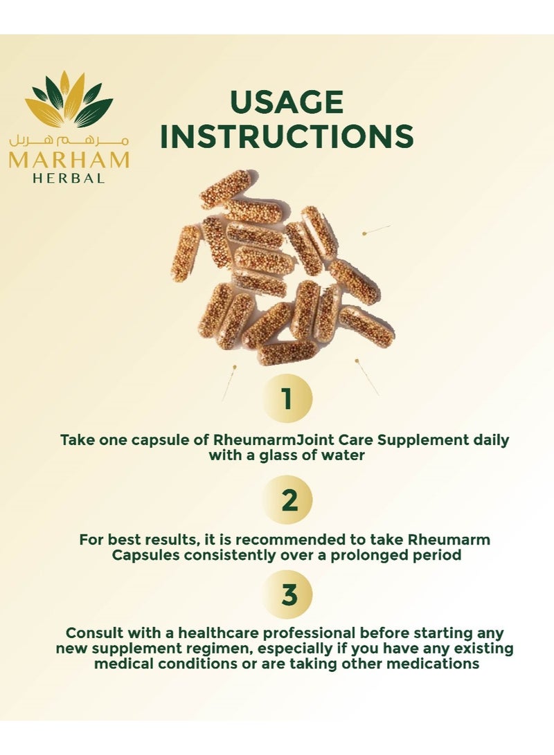 Rheumarm Capsules: Herbal Joint Care for Pain Relief, Knee Support, and Bone Strength Supplements (60 Tablets)