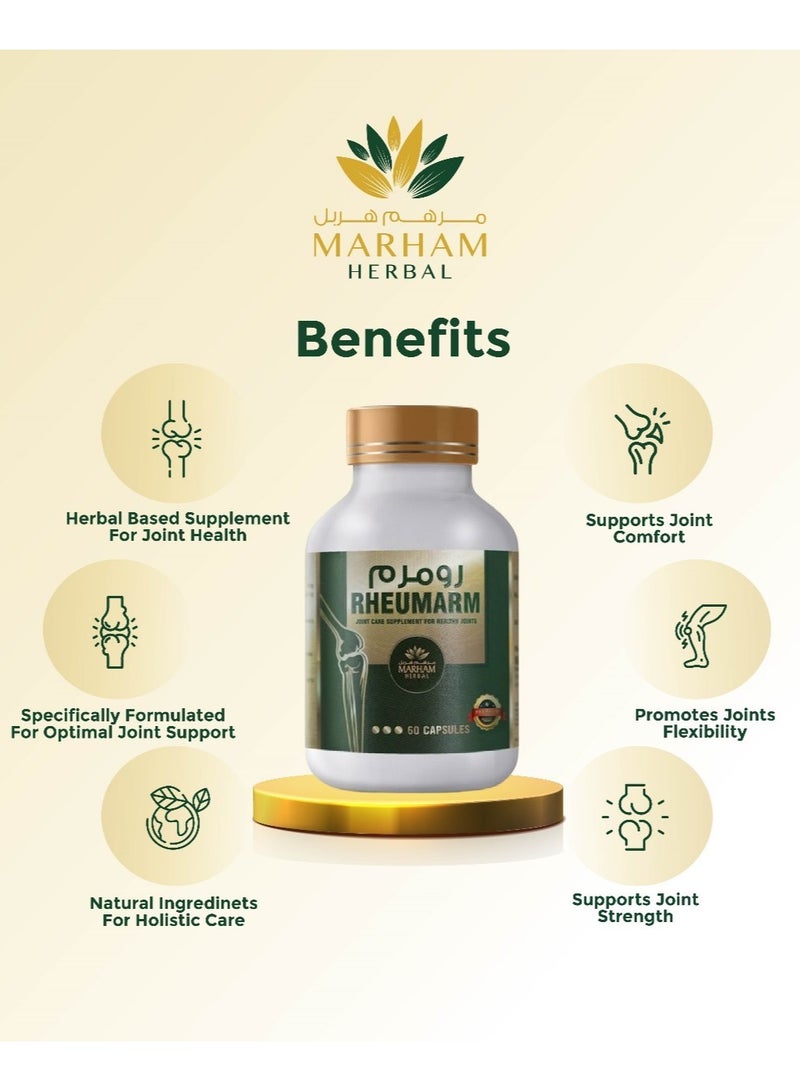 Rheumarm Capsules: Herbal Joint Care for Pain Relief, Knee Support, and Bone Strength Supplements (60 Tablets)