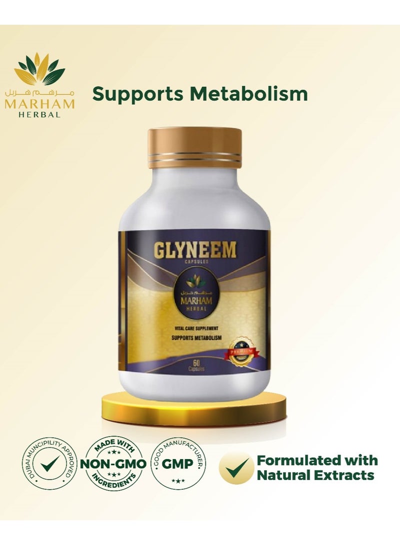 Glyneem Capsule: Vital Care Supplement to Supports Metabolism & Diabetic Support Formula | 60 Tablets
