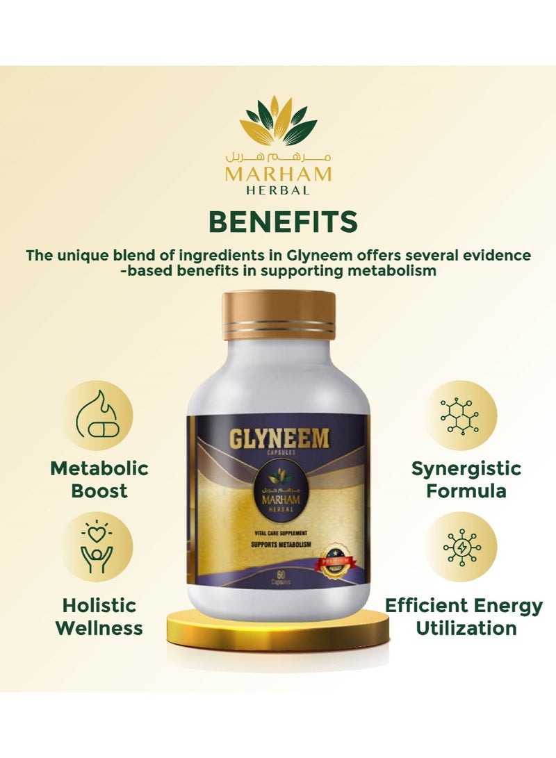 Glyneem Capsule: Vital Care Supplement to Supports Metabolism & Diabetic Support Formula | 60 Tablets