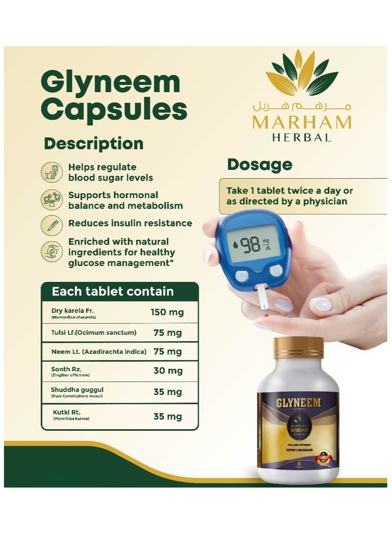 Glyneem Capsule: Vital Care Supplement to Supports Metabolism & Diabetic Support Formula | 60 Tablets