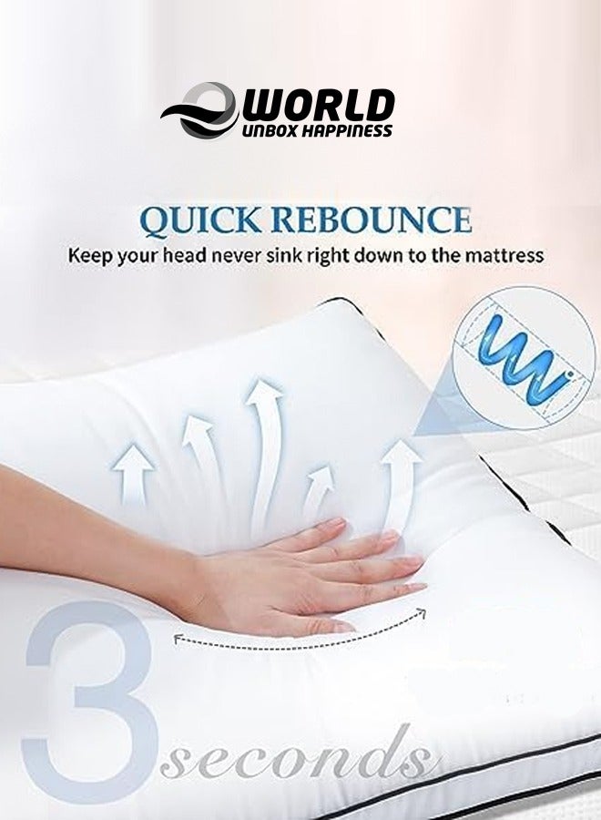 Set of 2 Premium Down Alternative Filled Bed Pillows in White with Breathable Cover, Double Piping, and Plush Bounce-Back Design, Available in 9 Sizes