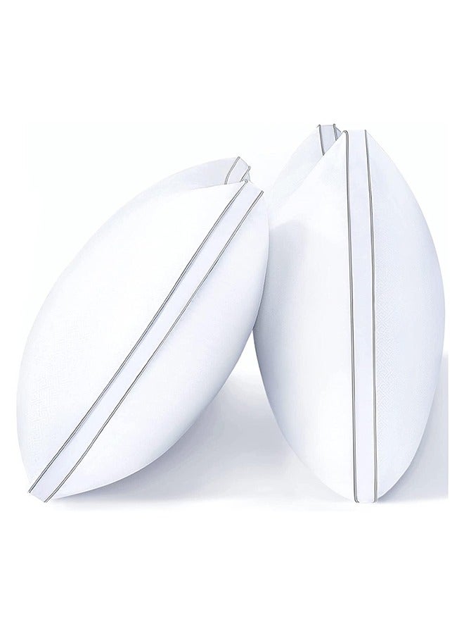 Set of 2 Premium Down Alternative Filled Bed Pillows in White with Breathable Cover, Double Piping, and Plush Bounce-Back Design, Available in 9 Sizes