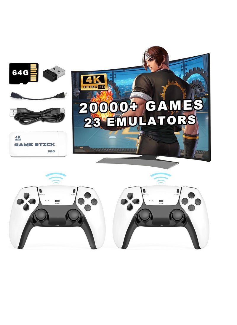 Wireless Retro Handheld Game Console, Retro Game Console, Built-in 20,000+ Plug-And-Play Retro Video Games 9 Classic Simulators, 4K HD HDMI Output Dual 2.4G Wireless Controller With 64GB Memory Card