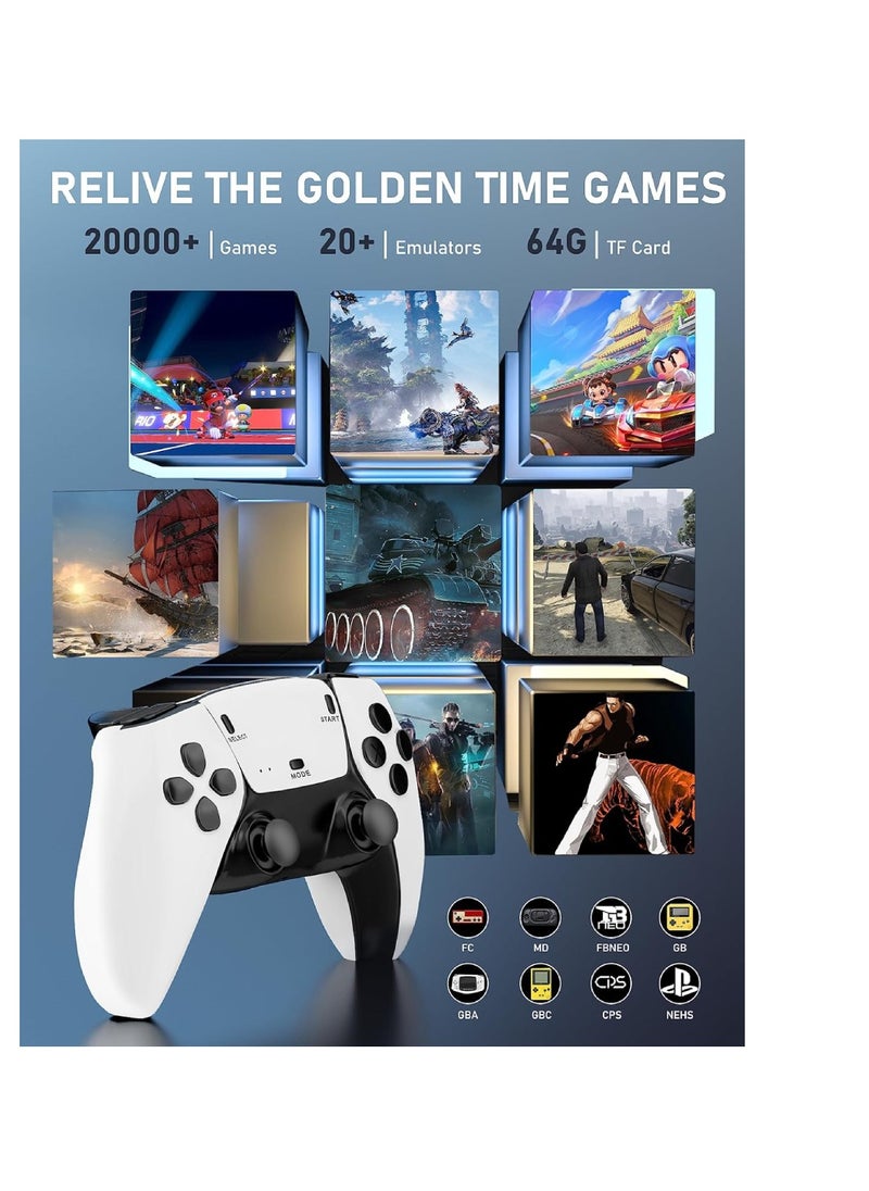 Wireless Retro Handheld Game Console, Retro Game Console, Built-in 20,000+ Plug-And-Play Retro Video Games 9 Classic Simulators, 4K HD HDMI Output Dual 2.4G Wireless Controller With 64GB Memory Card