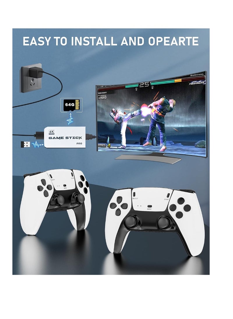Wireless Retro Handheld Game Console, Retro Game Console, Built-in 20,000+ Plug-And-Play Retro Video Games 9 Classic Simulators, 4K HD HDMI Output Dual 2.4G Wireless Controller With 64GB Memory Card