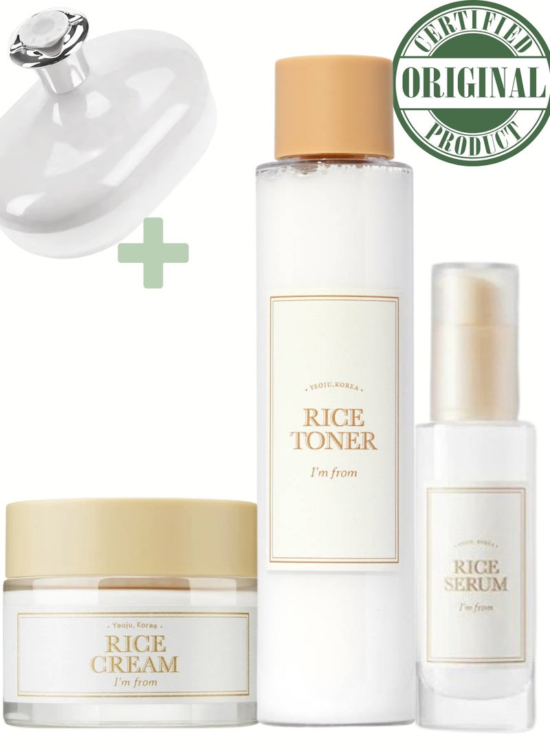 Hydrating Rice Trio Set - Toner - Face Serum - Face Cream